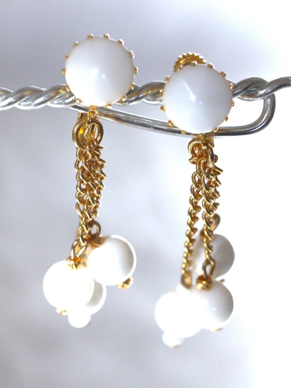 Vintage White Drops Style Earrings from Hobe Design